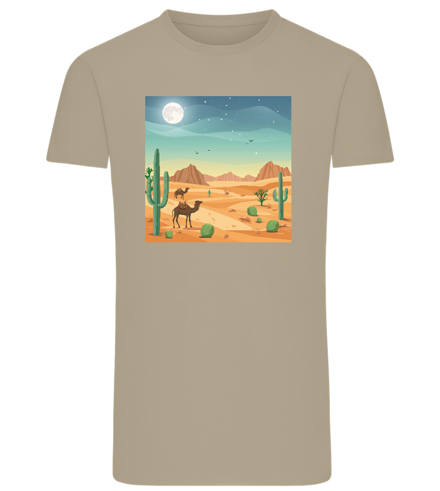 Desert Vacation Design - Comfort men's fitted t-shirt_KHAKI_front