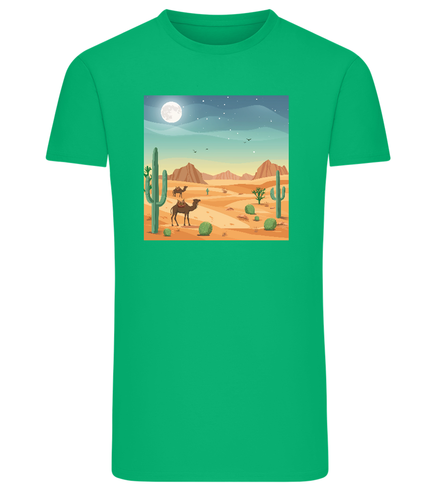 Desert Vacation Design - Comfort men's fitted t-shirt_MEADOW GREEN_front