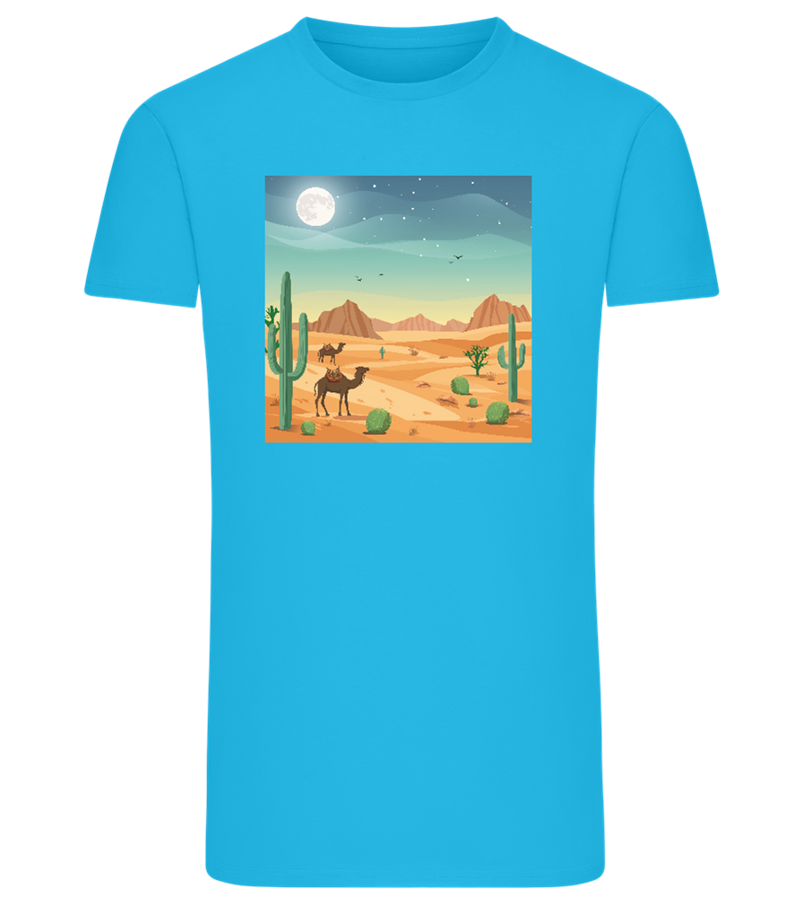 Desert Vacation Design - Comfort men's fitted t-shirt_TURQUOISE_front