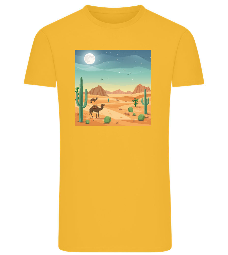 Desert Vacation Design - Comfort men's fitted t-shirt_YELLOW_front