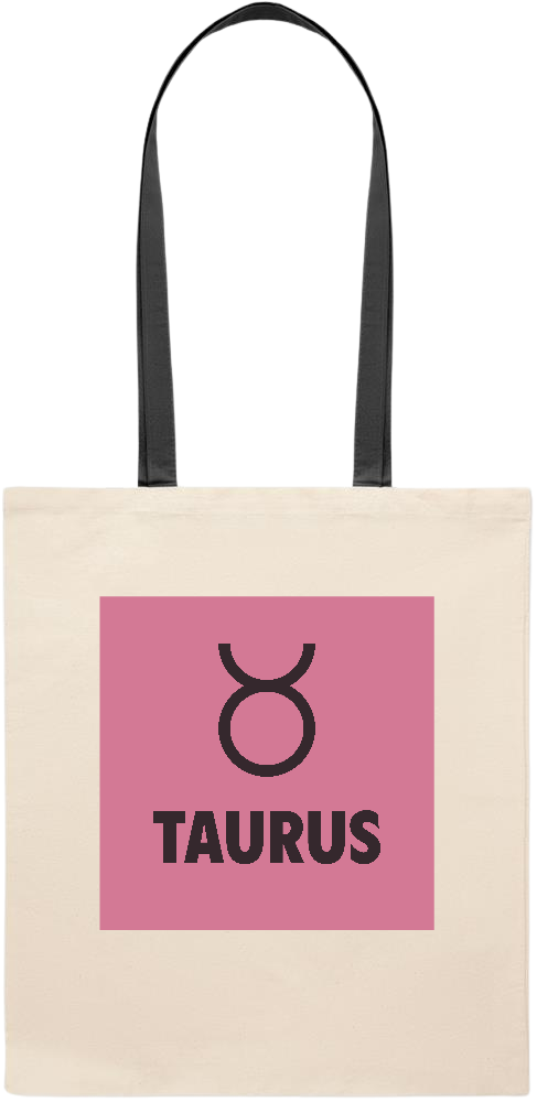 Zodiac Taurus Design - Essential colored handle tote bag_BLACK_front