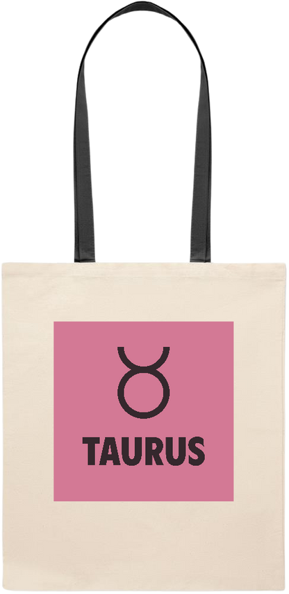 Zodiac Taurus Design - Essential colored handle tote bag_BLACK_front