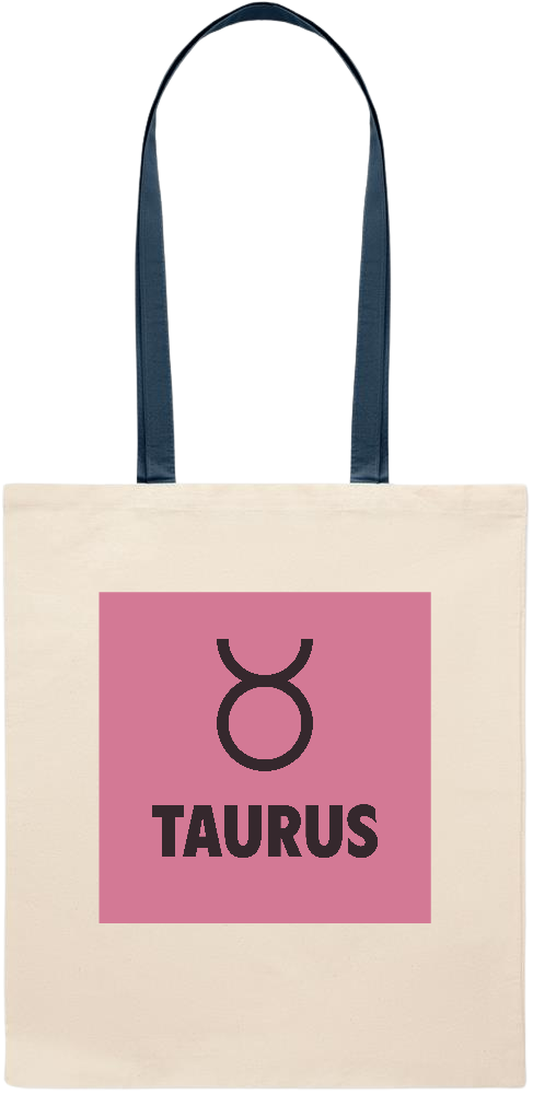 Zodiac Taurus Design - Essential colored handle tote bag_BLUE_front