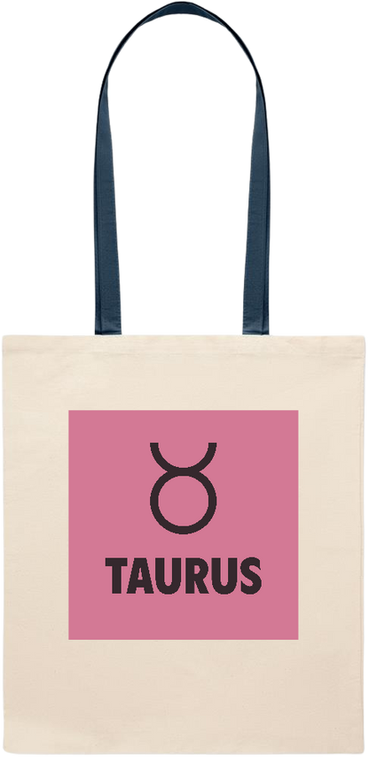 Zodiac Taurus Design - Essential colored handle tote bag_BLUE_front