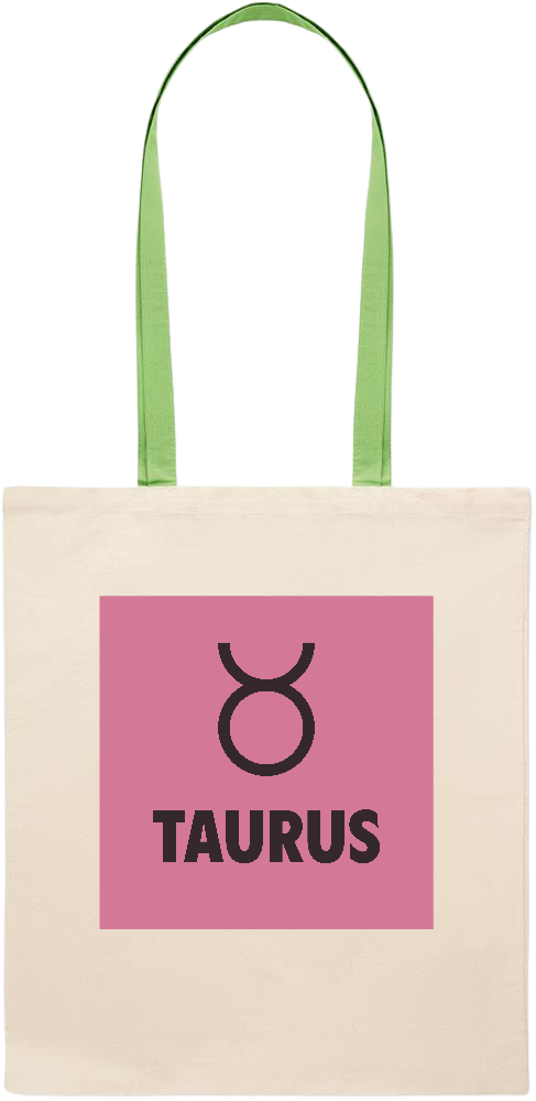 Zodiac Taurus Design - Essential colored handle tote bag_LIME_front