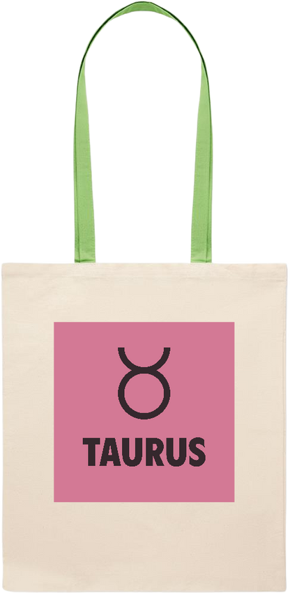 Zodiac Taurus Design - Essential colored handle tote bag_LIME_front