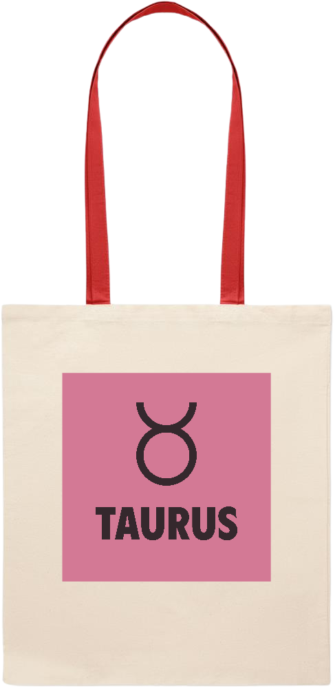 Zodiac Taurus Design - Essential colored handle tote bag_RED_front