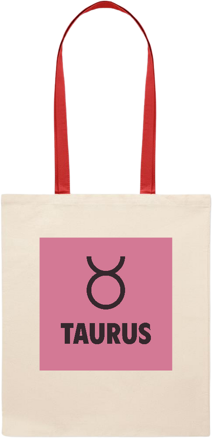 Zodiac Taurus Design - Essential colored handle tote bag_RED_front