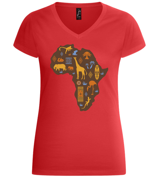 Map of Africa Design - Basic women's v-neck t-shirt_RED_front