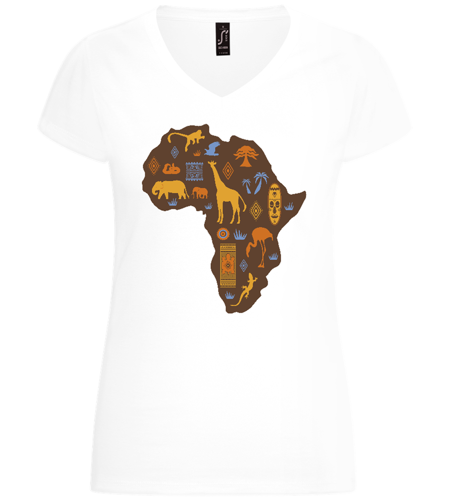 Map of Africa Design - Basic women's v-neck t-shirt_WHITE_front