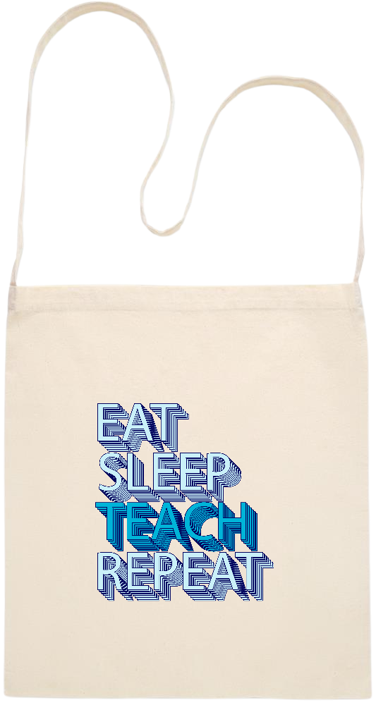 Eat Sleep Teach Repeat Design - Essential cross shoulder cotton tote bag_BEIGE_front