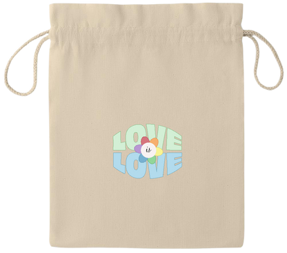 Love is Love Flower Design - Essential medium drawcord gift bag_BEIGE_front