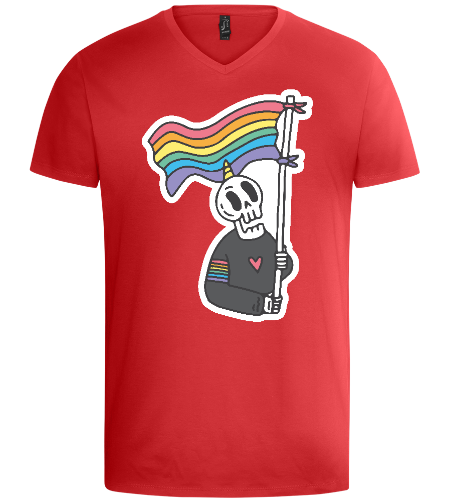 Rainbow Flag Skull Design - Basic men's v-neck t-shirt_RED_front