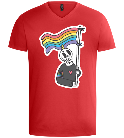 Rainbow Flag Skull Design - Basic men's v-neck t-shirt_RED_front