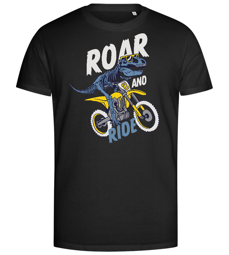 Dino Biker Design - Premium men's close fitting t-shirt_DEEP BLACK_front