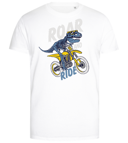 Dino Biker Design - Premium men's close fitting t-shirt_WHITE_front