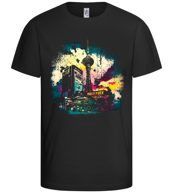Alexanderplatz in Berlin Design - Basic kids t-shirt_DEEP BLACK_front