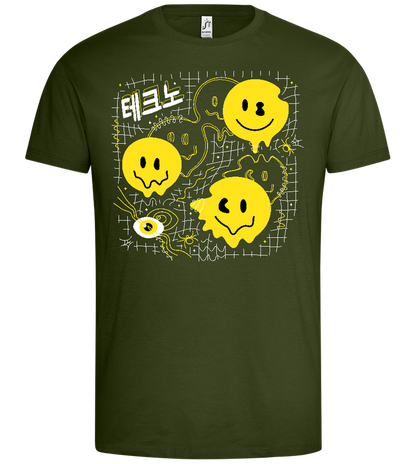 Distorted Smiley Grid Design - Premium men's t-shirt_ARMY_front