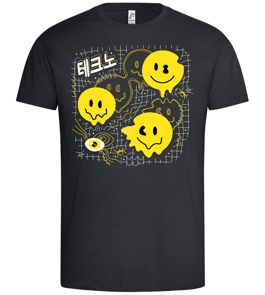 Distorted Smiley Grid Design - Premium men's t-shirt_DARK GRAY_front