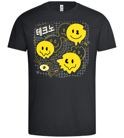 Distorted Smiley Grid Design - Premium men's t-shirt_DARK GRAY_front