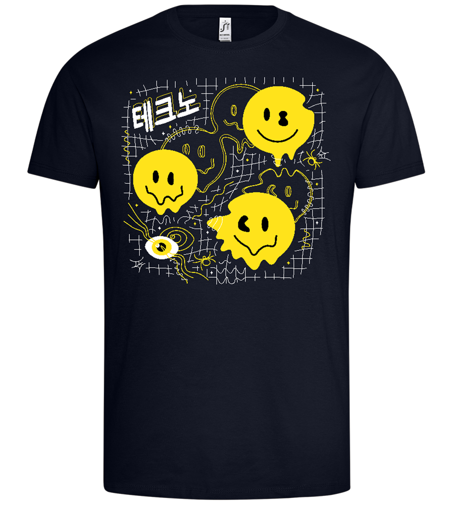 Distorted Smiley Grid Design - Premium men's t-shirt_FRENCH NAVY_front