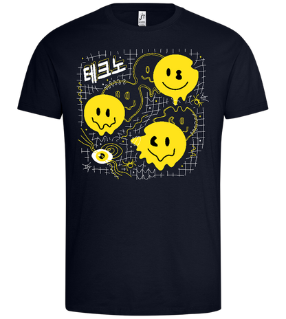 Distorted Smiley Grid Design - Premium men's t-shirt_FRENCH NAVY_front