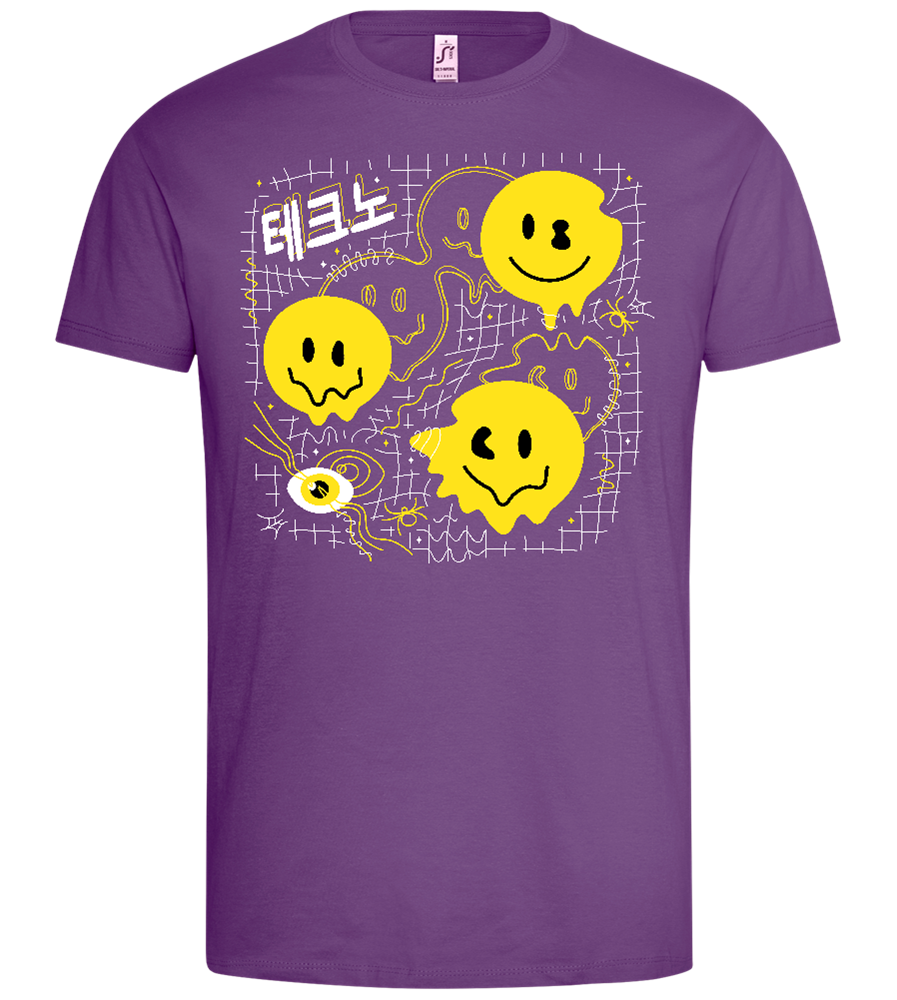 Distorted Smiley Grid Design - Premium men's t-shirt_LIGHT PURPLE_front