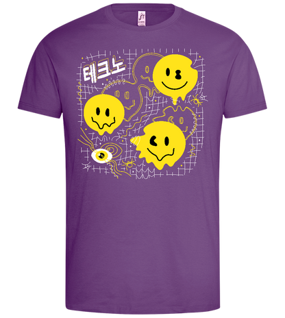 Distorted Smiley Grid Design - Premium men's t-shirt_LIGHT PURPLE_front