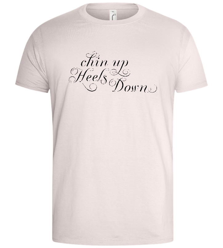 Chin Up Heels Down Design - Basic men's t-shirt_LIGHT PINK_front