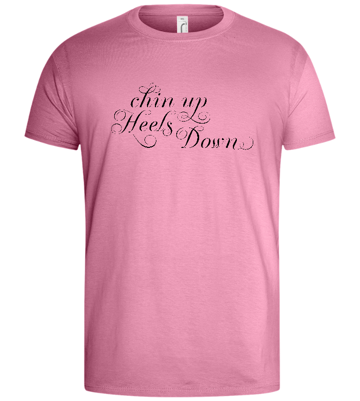 Chin Up Heels Down Design - Basic men's t-shirt_PINK ORCHID_front