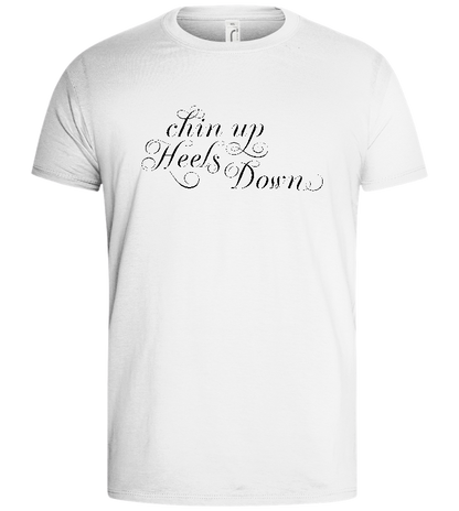 Chin Up Heels Down Design - Basic men's t-shirt_WHITE_front