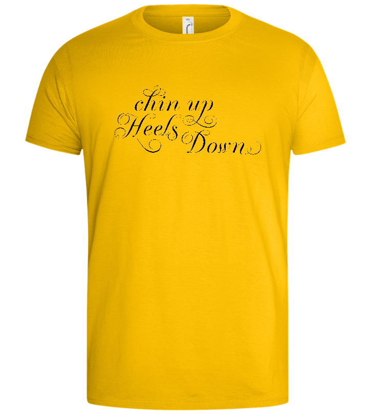 Chin Up Heels Down Design - Basic men's t-shirt_YELLOW_front