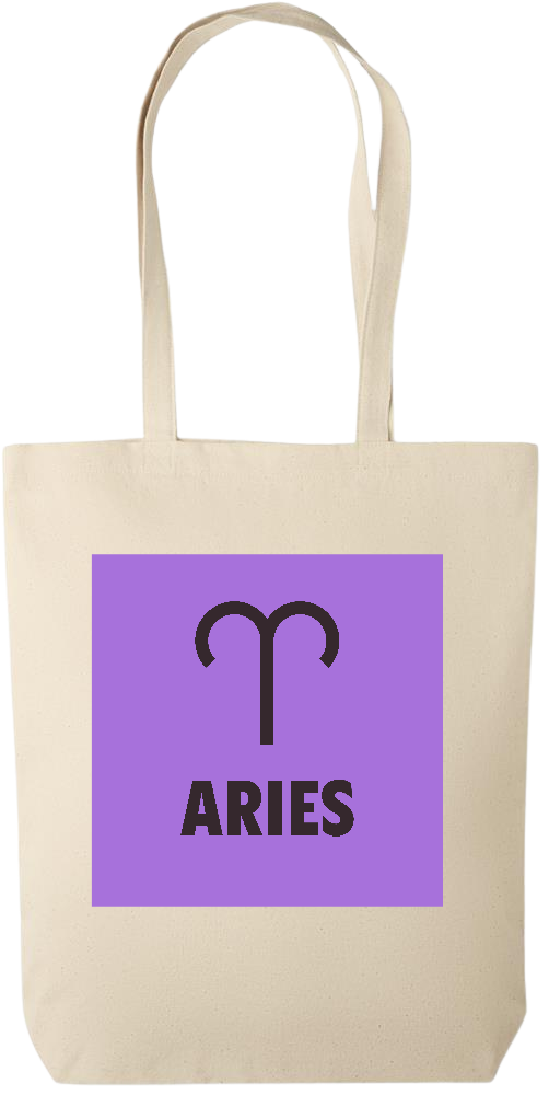 Zodiac Aries Design - Premium canvas cotton tote bag_BEIGE_front