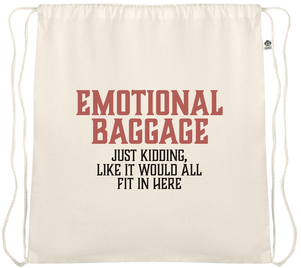 Emotional Baggage Design - Essential medium organic cotton drawstring bag_BEIGE_front