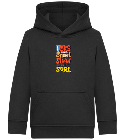 Slow but Sure Design - Comfort Kids Hoodie_BLACK_front