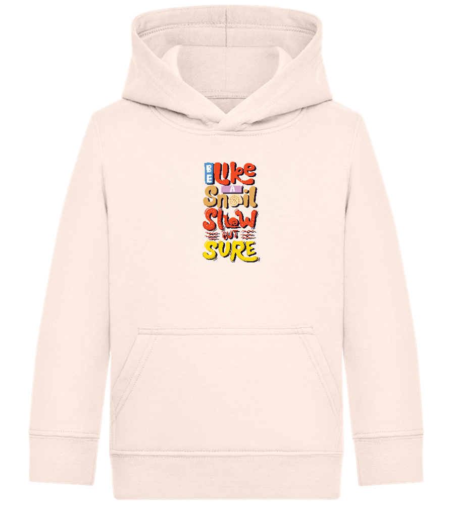 Slow but Sure Design - Comfort Kids Hoodie_LIGHT PEACH ROSE_front