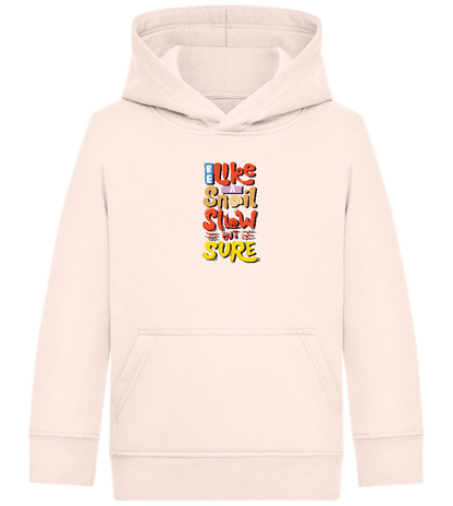 Slow but Sure Design - Comfort Kids Hoodie_LIGHT PEACH ROSE_front