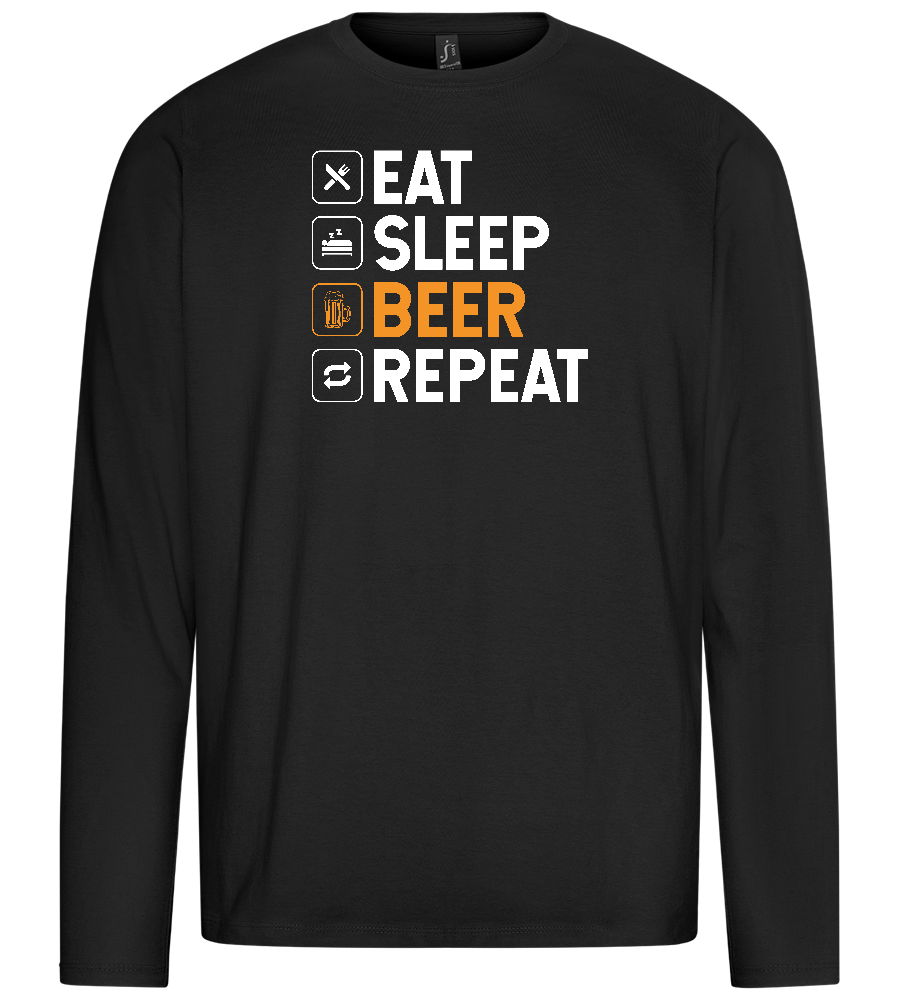 Beer Repeat Design - Premium men's long sleeve t-shirt_DEEP BLACK_front