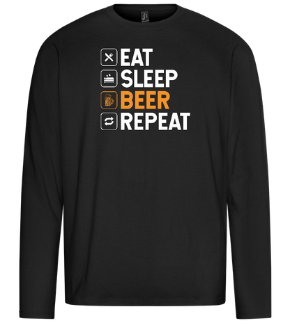 Beer Repeat Design - Premium men's long sleeve t-shirt_DEEP BLACK_front