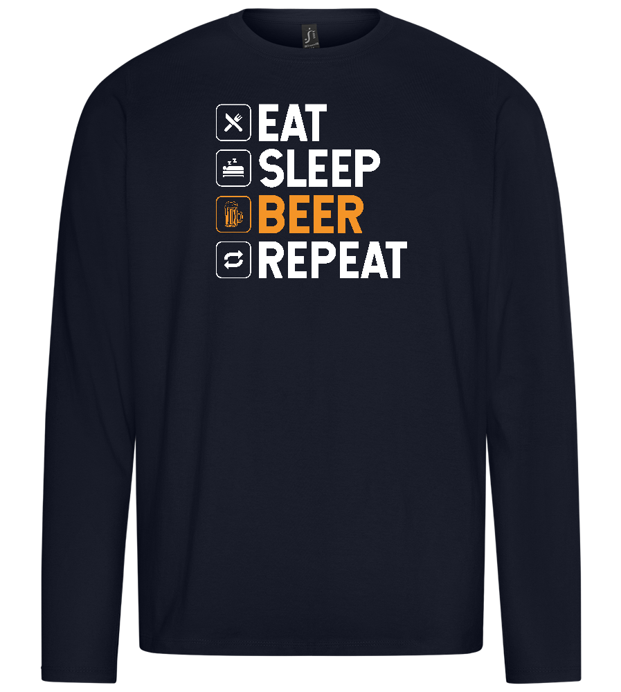 Beer Repeat Design - Premium men's long sleeve t-shirt_FRENCH NAVY_front