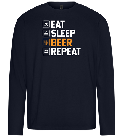 Beer Repeat Design - Premium men's long sleeve t-shirt_FRENCH NAVY_front