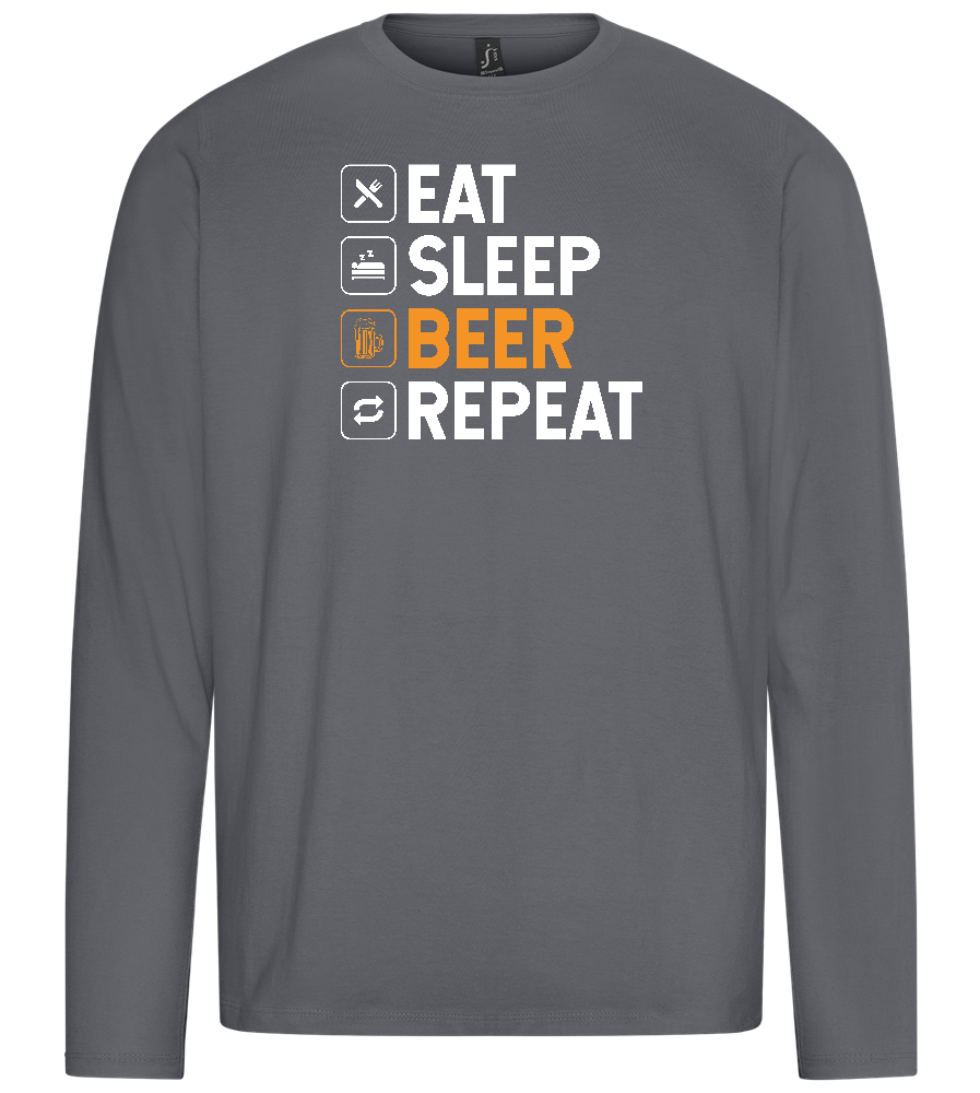 Beer Repeat Design - Premium men's long sleeve t-shirt_MOUSE GREY_front