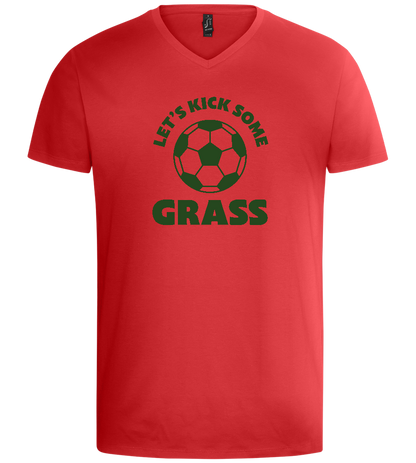 Let's Kick Some Grass Design - Basic men's v-neck t-shirt_RED_front