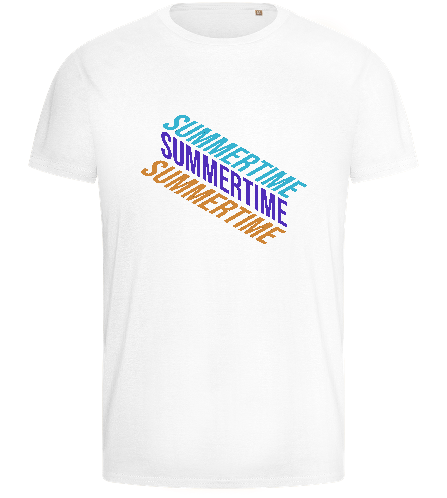 Summertime Text Design - Basic men's fitted t-shirt_WHITE_front