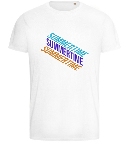 Summertime Text Design - Basic men's fitted t-shirt_WHITE_front