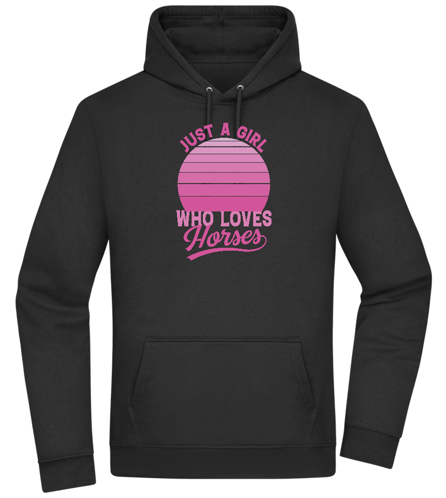 Just a Girl Who Loves Horses Design - Premium Essential Unisex Hoodie_BLACK_front