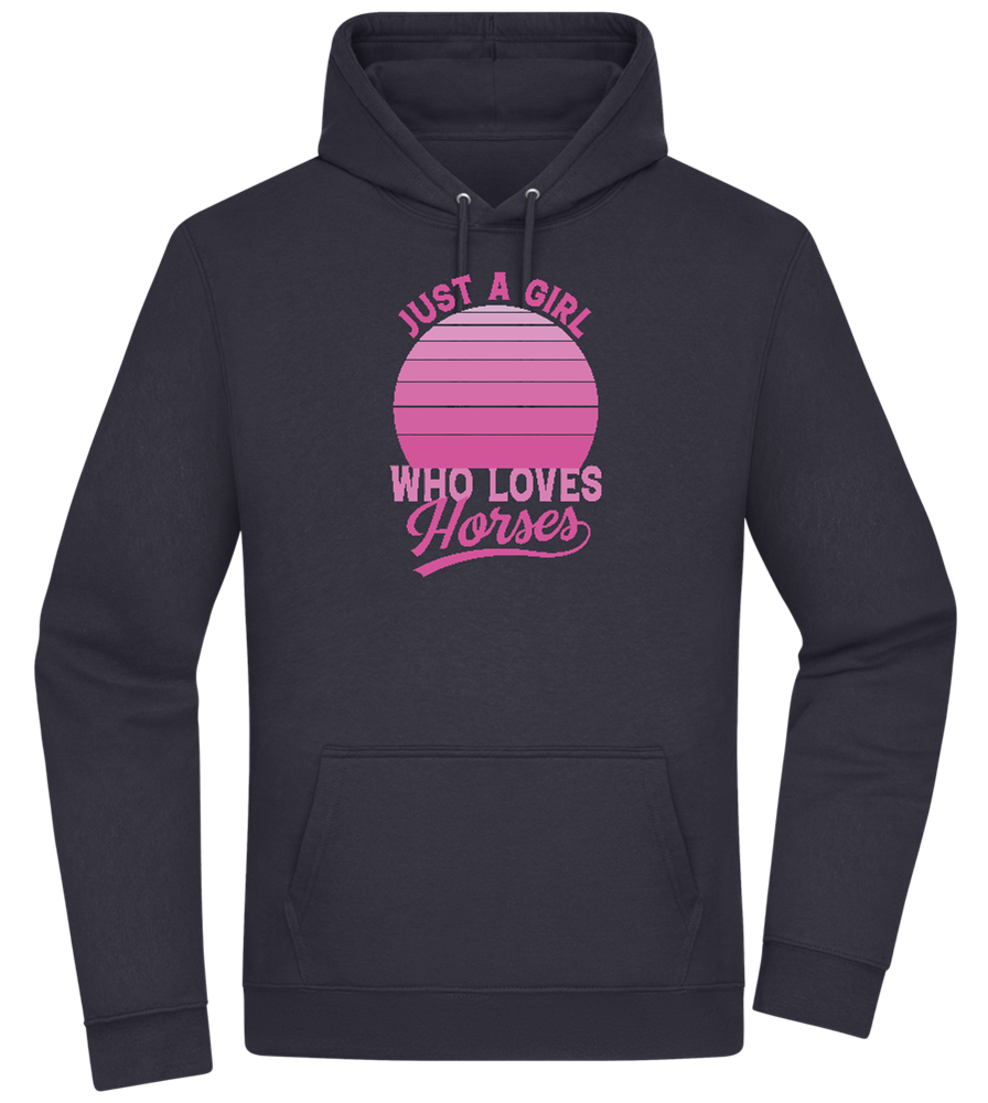 Just a Girl Who Loves Horses Design - Premium Essential Unisex Hoodie_FRENCH NAVY_front