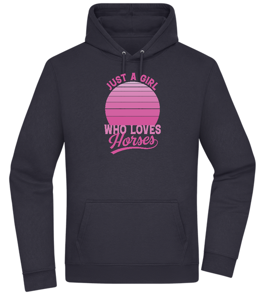 Just a Girl Who Loves Horses Design - Premium Essential Unisex Hoodie_FRENCH NAVY_front