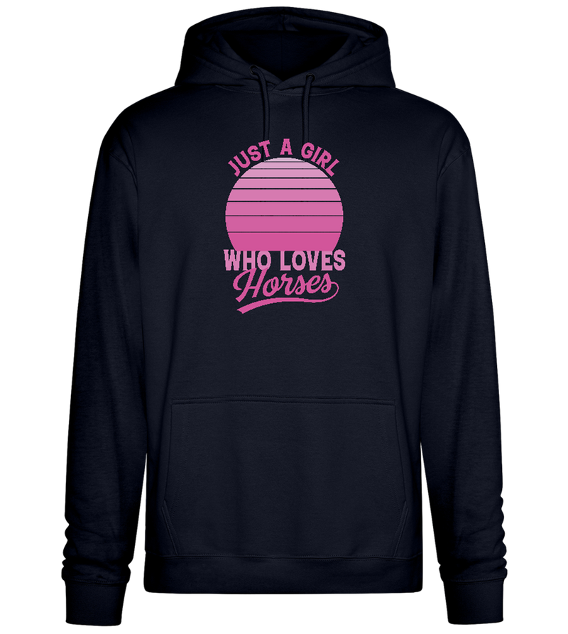 Just a Girl Who Loves Horses Design - Premium Essential Unisex Hoodie_FRENCH NAVY_front