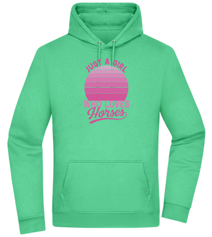 Just a Girl Who Loves Horses Design - Premium Essential Unisex Hoodie_SPRING GREEN_front